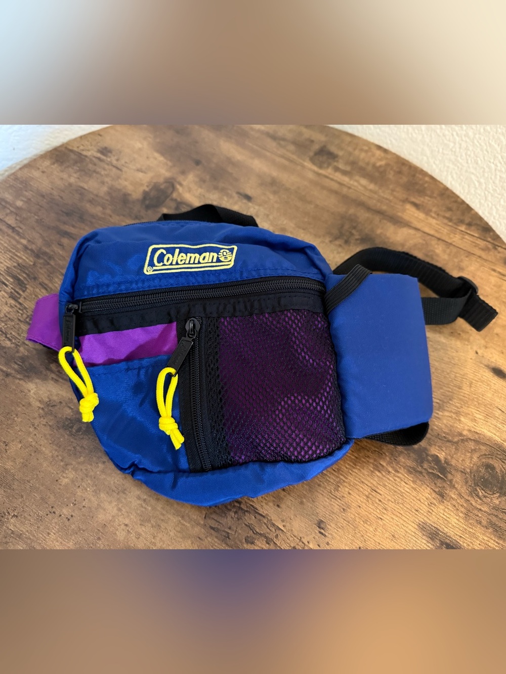 Vintage 1990s Coleman Blue And Purple Waist Fanny Hiking Pack Drink Holder